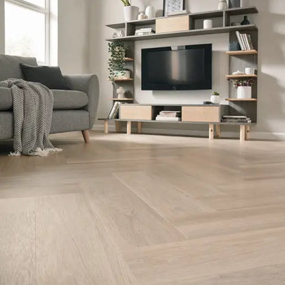 Karndean Van Gogh Neutral Brushed Oak SM-VGW126T Herringbone Glue Down LVT Flooring