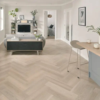 Karndean Van Gogh Neutral Brushed Oak SM-VGW126T Herringbone Glue Down LVT Flooring