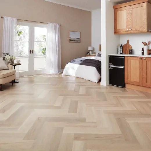 Karndean Van Gogh Texas White Ash SM-VGW8105 Herringbone Glue Down LVT Flooring