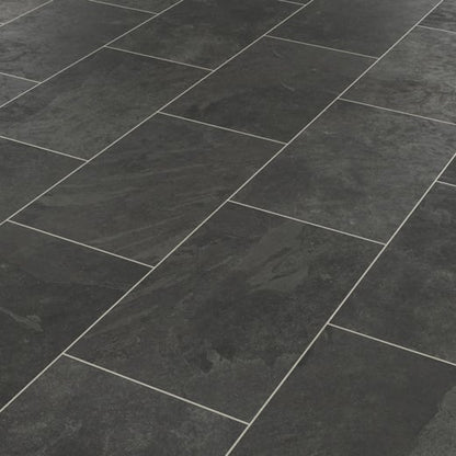 Karndean Knight Tile Black Riven Slate ST15 Stone Tile Glue Down LVT Flooring