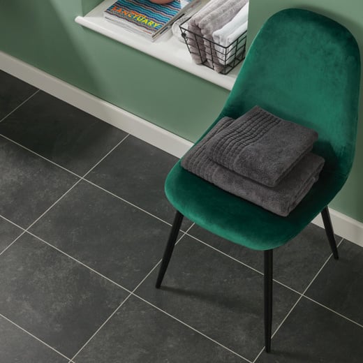 Karndean Knight Tile Black Riven Slate ST15 Stone Tile Glue Down LVT Flooring