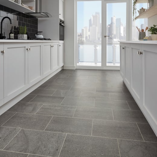 Karndean Knight Tile Honed Charcoal Slate ST19 Stone Tile Glue Down LVT Flooring