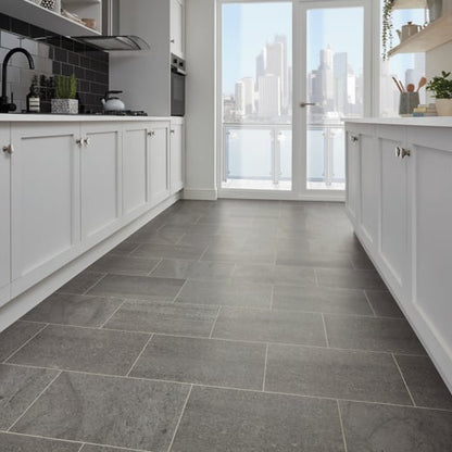 Karndean Knight Tile Honed Charcoal Slate ST19 Stone Tile Glue Down LVT Flooring