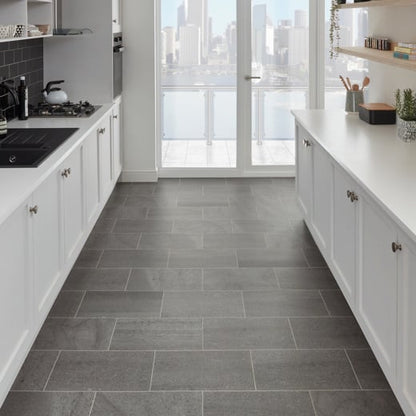 Karndean Knight Tile Honed Charcoal Slate ST19 Stone Tile Glue Down LVT Flooring