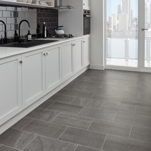 Karndean Knight Tile Honed Charcoal Slate ST19 Stone Tile Glue Down LVT Flooring