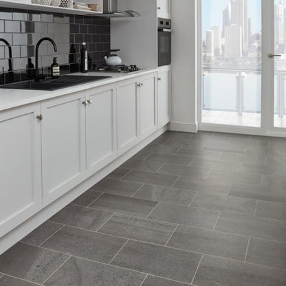 Karndean Knight Tile Honed Charcoal Slate ST19 Stone Tile Glue Down LVT Flooring