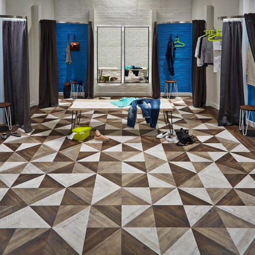 Karndean Kaleidoscope Tripoint KAL10 Abstract Geometric Glue Down LVT Flooring