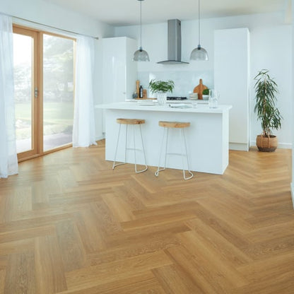 Karndean Van Gogh Golden Brushed Oak SM-VGW122T Herringbone Glue Down LVT Flooring