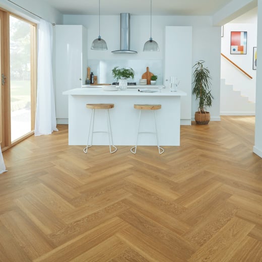 Karndean Van Gogh Golden Brushed Oak SM-VGW122T Herringbone Glue Down LVT Flooring